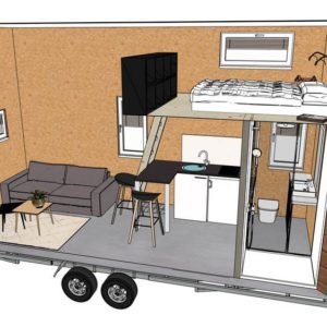 SmarT'iny avec mezzanine, exemple d'aménagement tiny house