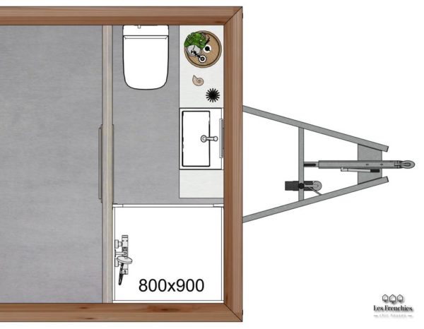 Plan salle d'eau confort avec receveur 80x90cm